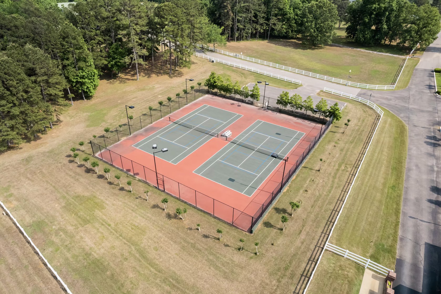 Aerial view of the Pickwick Pines tennis courts.